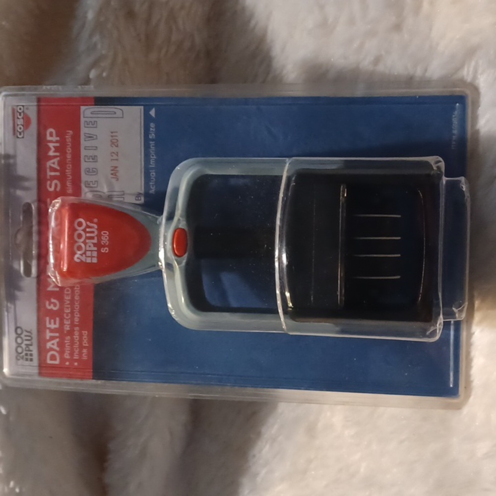 2000PLUS S360 COSCO DATE & MESSAGE STAMP SELF INKING 2 COLORS NEW IN PKG
